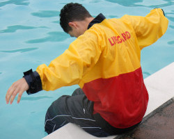 lifeguard stretching exhausted